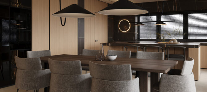 «Good wood». Kitchen-dining room in minimalism style