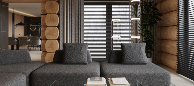 «Good wood». Living room in minimalism style