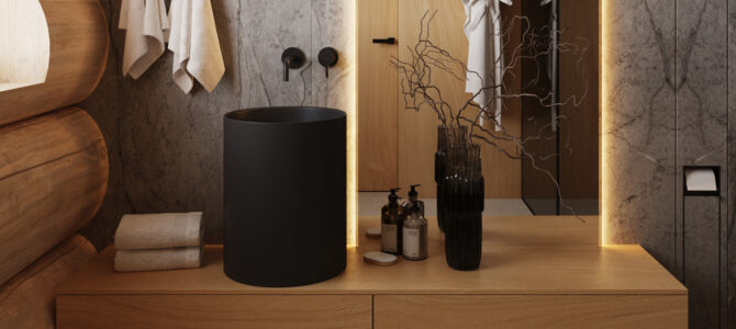 «Good wood». Minimalism bathroom near the bedroom